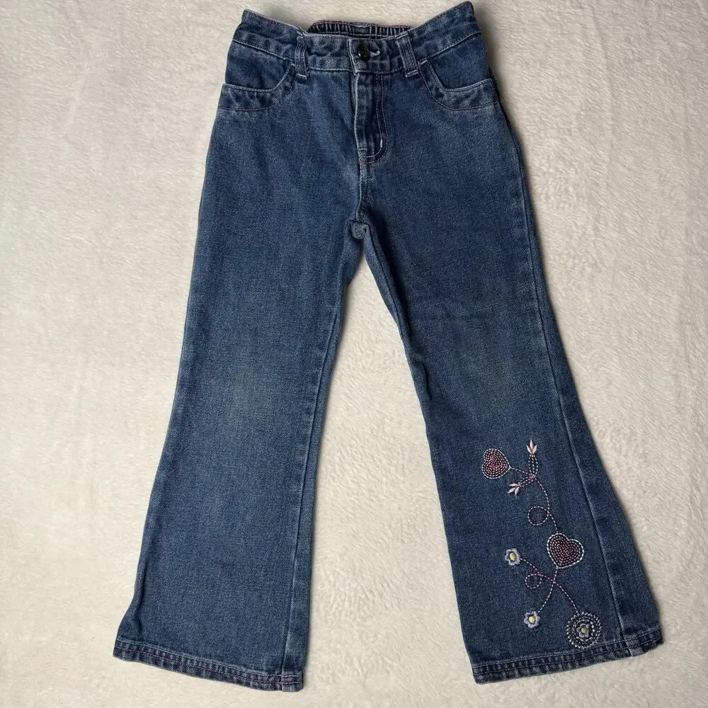 Y2K Dora The Explorer Jeans Toddler Size 5T Nick Jr. Kids XS Floral Embroidered